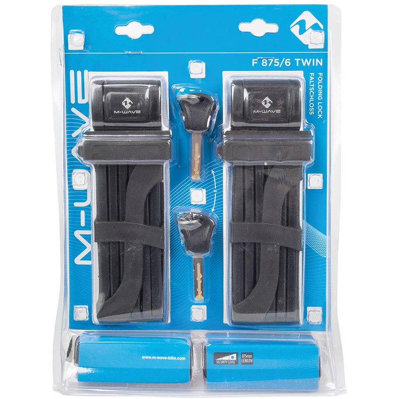 Task Locker Key 875 M-Wave, F 875/6 Twin, Set of 2 Folding Locks, Key, 87.5cm, 6mm, Black ...