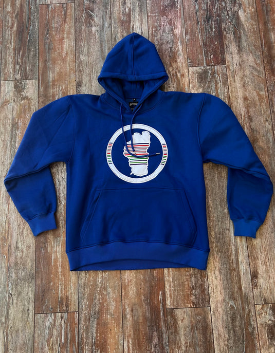 Royal Blue White & Green Stripe Graphic Hoodie