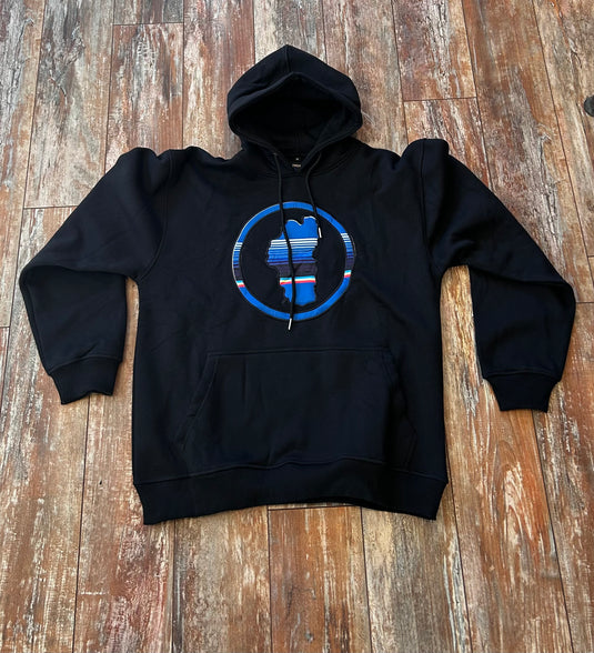 Black & Blue Stripe Graphic Hoodie