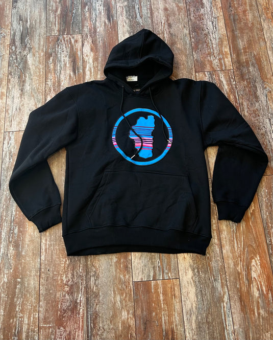 Black Map Stripe Graphic Hoodie